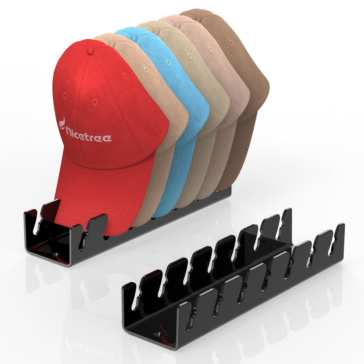 Nicetree Hat Racks for Base ball Caps Wall - Metal Hat Organizer for 48 Baseball Caps Holder, 2 Pack Baseball Hat Storage Organizer for Closet, Bedroom, Living Room