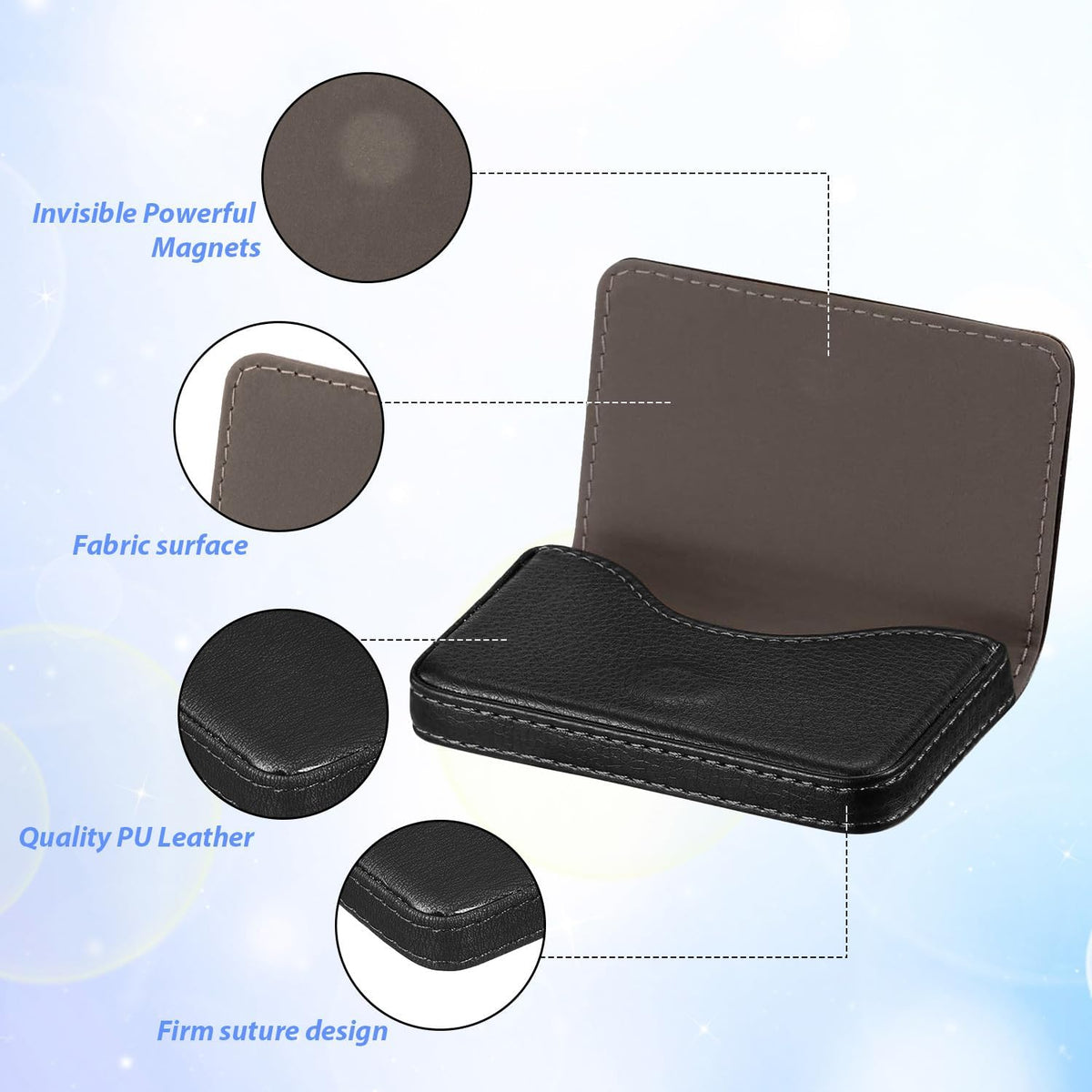 Outus 2 Pcs Business Card Holder PU Leather, Black