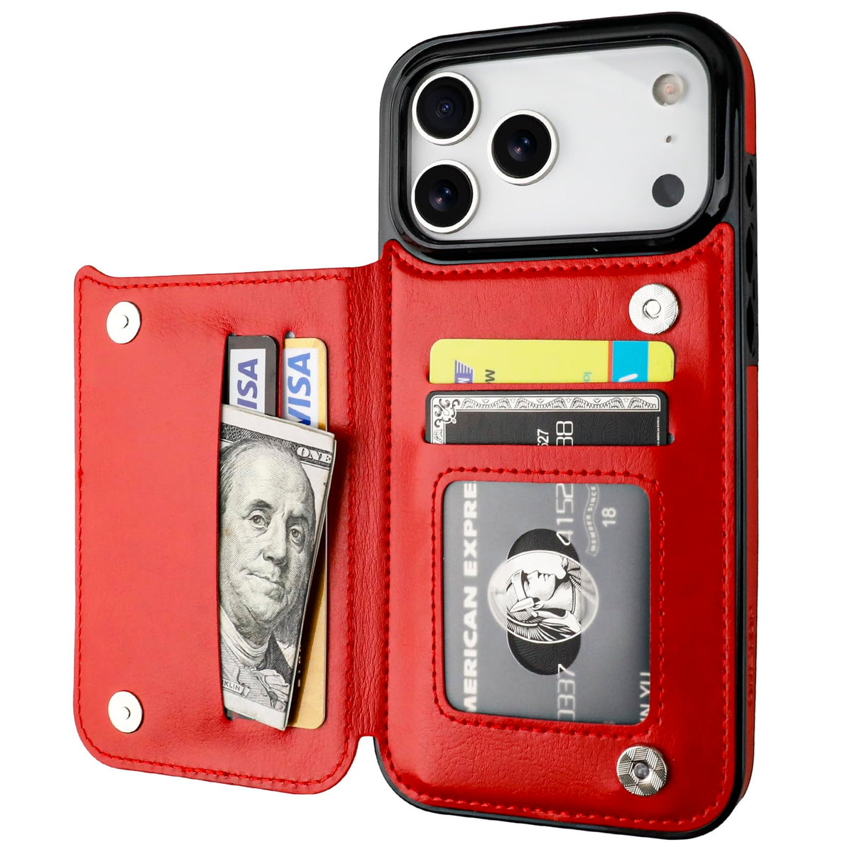ONETOP for iPhone 18/17 Pro Max Wallet Case with Credit Card Holder,Black