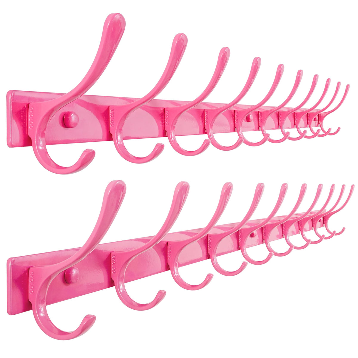 SKOLOO Coat Rack Wall Mounted - 6 Hooks, Heavy Duty, Stainless Steel, Metal Wall Hanger, Sturdy Coat Hooks for Hanging Coats, Jacket, Clothes, Hats - Black
