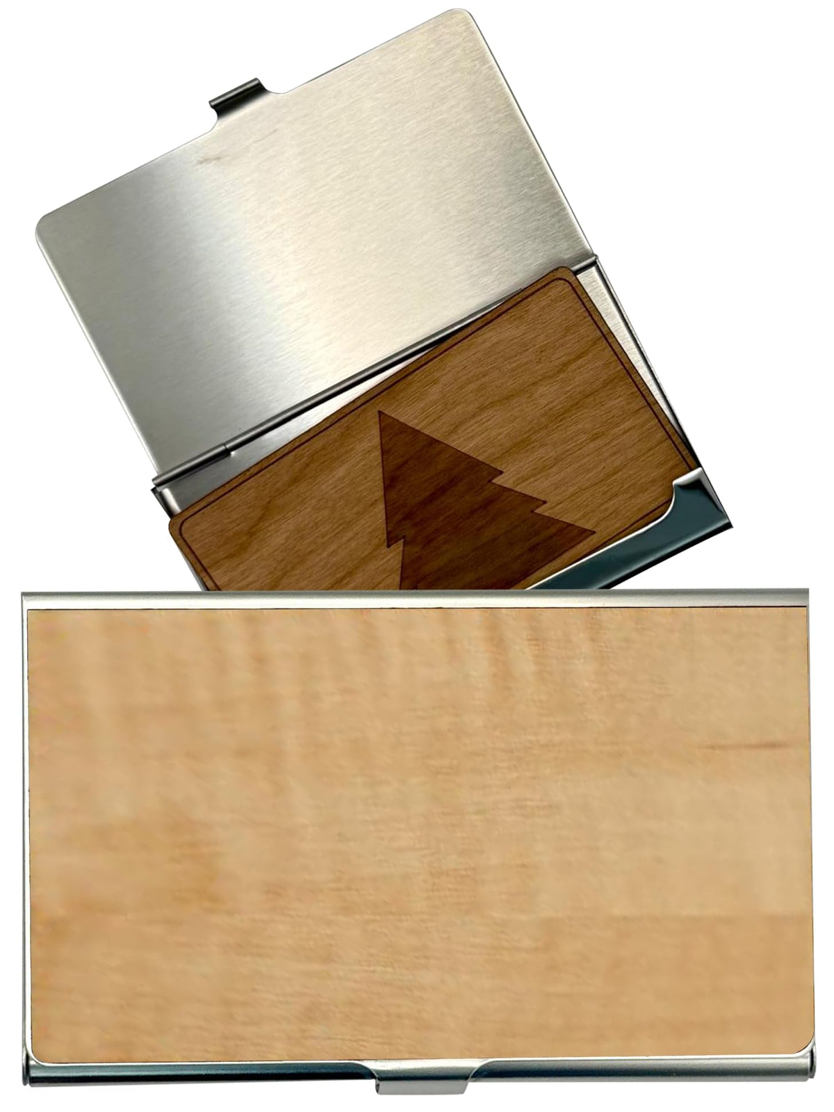 WUDN Handcrafted Business Card Holder Wallet For Men and Women | Holds Up to 20-25 B-Cards or 8-10 Credit Cards | Wooden & Stainless Business Card Case with Buckle Closure, Made in Idaho, USA.