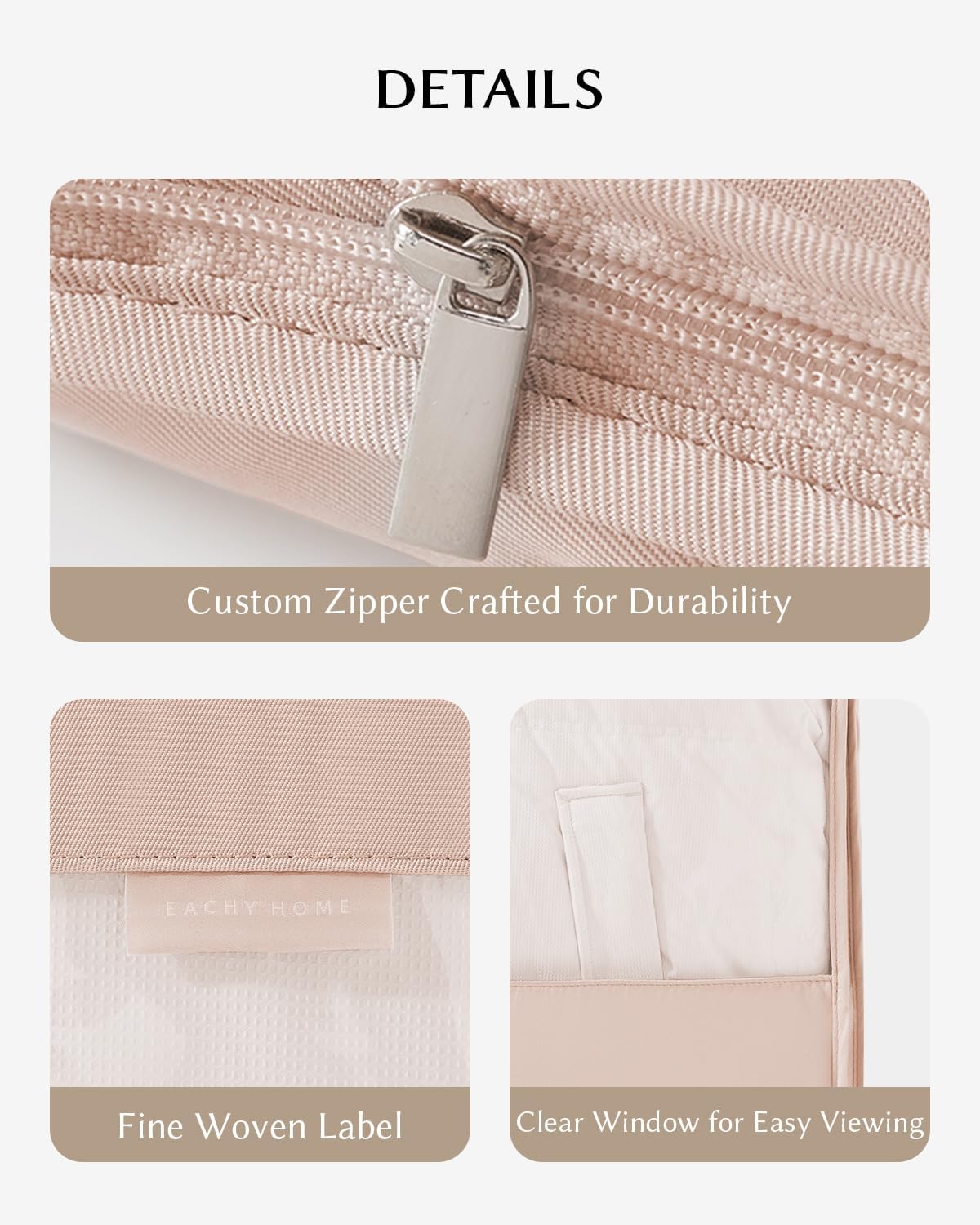 EACHY Garment Bag for Hanging Clothes, Space Saving Dustproof Clothes Cover with Self-Compression Zipper, Visible Closet Organizer for Closet Storage