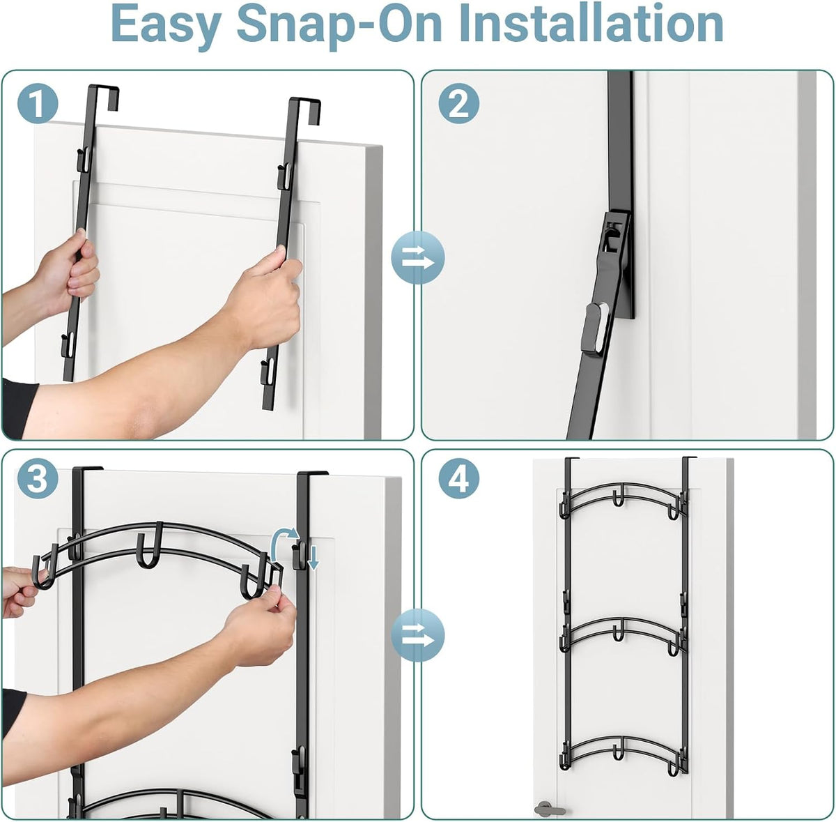 AOODA Space Saving Over the Door Hat Rack for Baseball Caps, Holds up to 27 Caps Metal Hat Organizer with 9 Hooks, Hanging Hat Holder Hanger for Closet, Bedroom (Black)