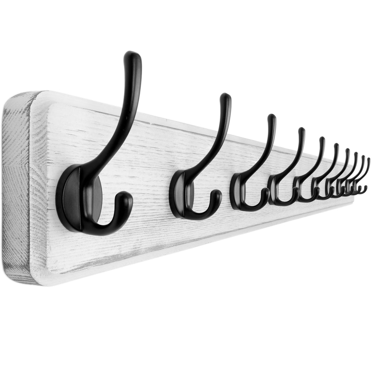Dseap Wall Mounted Coat Rack: Patented, Heavy-Duty, 17.4" Long 5-Double-Hooks Wooden Hanger Rail for Winter Coats, Hat, Jacket, Clothing - Natural & Black