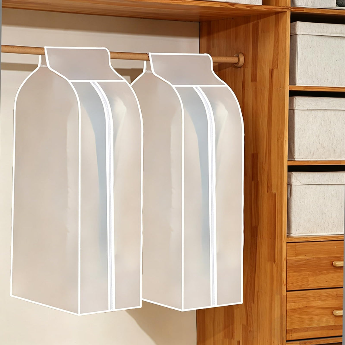 24x55 Inch Garment Bags for Hanging Clothes, Translucent, 5 Pcs Waterproof Suit Covers for Closet Storage, Full Zipper White Dust Proof Garment Bags for Suits, Coats, Dresses and Dance Clothes