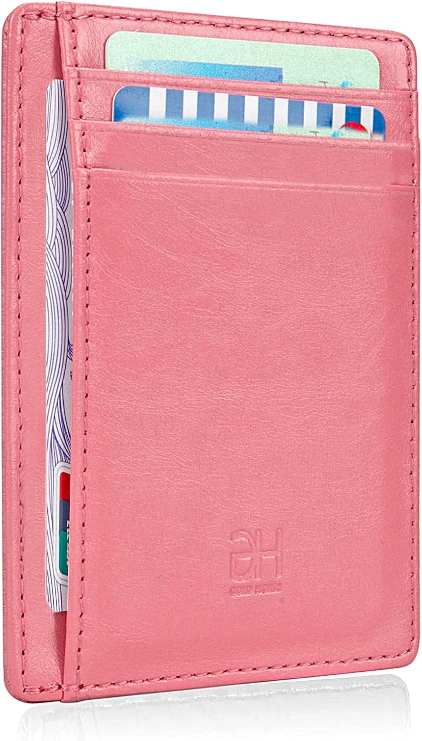 GH GOLD HORSE Slim RFID Blocking Card Holder Minimalist Leather Front Pocket Wallet for Women