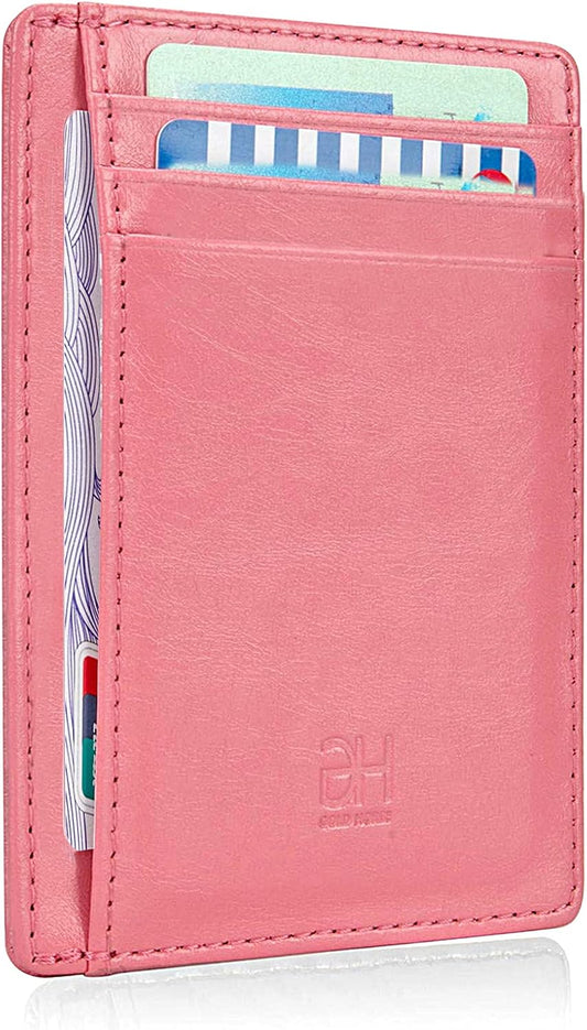 GH GOLD HORSE Slim RFID Blocking Card Holder Minimalist Leather Front Pocket Wallet for Women