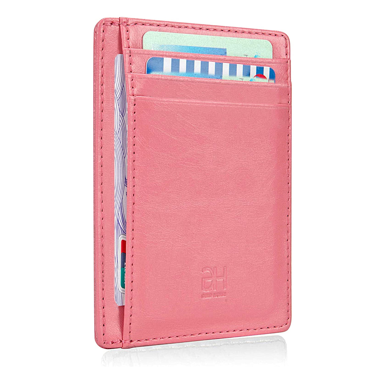 GH GOLD HORSE Slim RFID Blocking Card Holder Minimalist Leather Front Pocket Wallet for Women