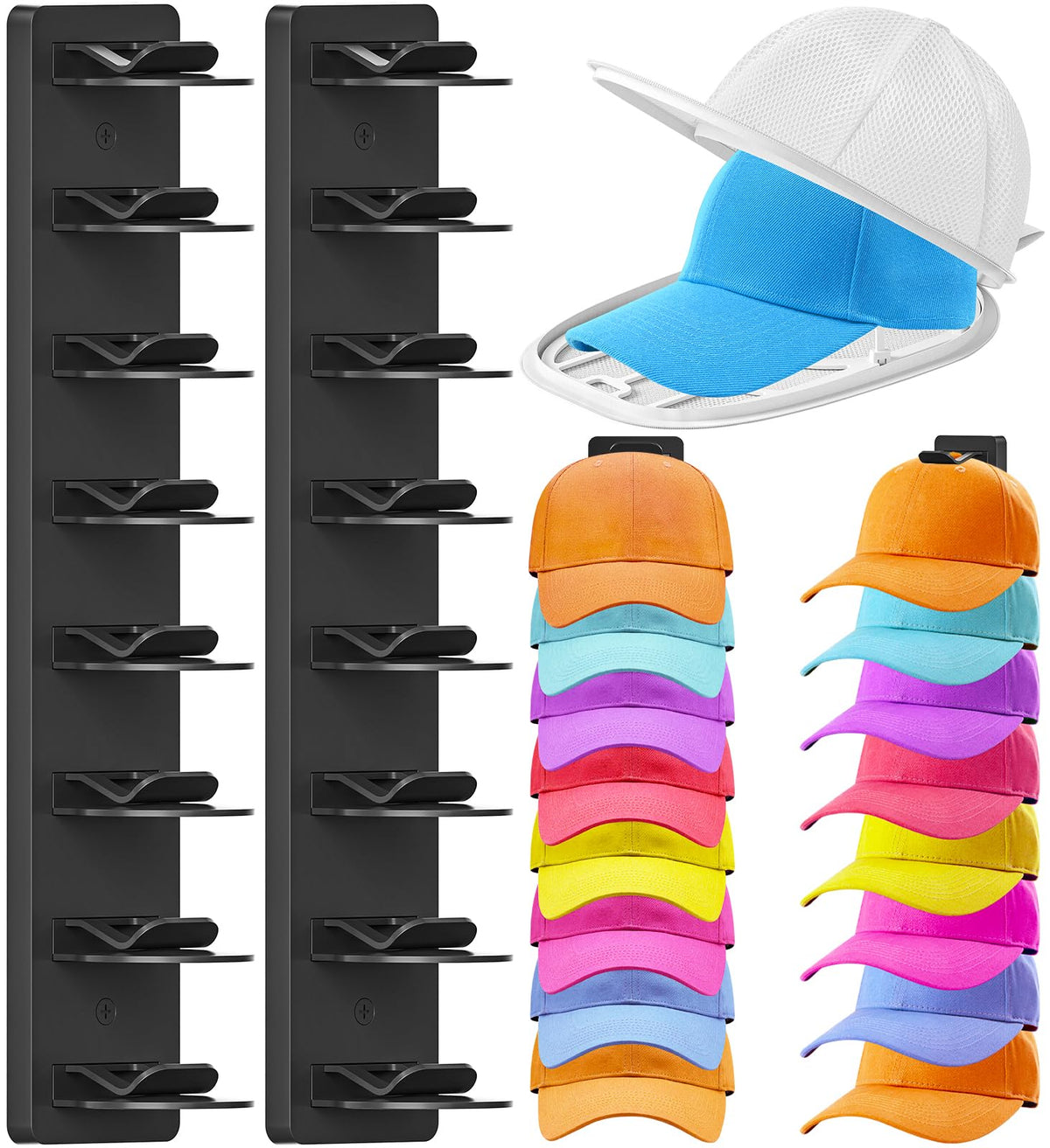 2 Pack Hat Organizer for Baseball Caps, Hat Rack Storage Hold 32 Cap Closet