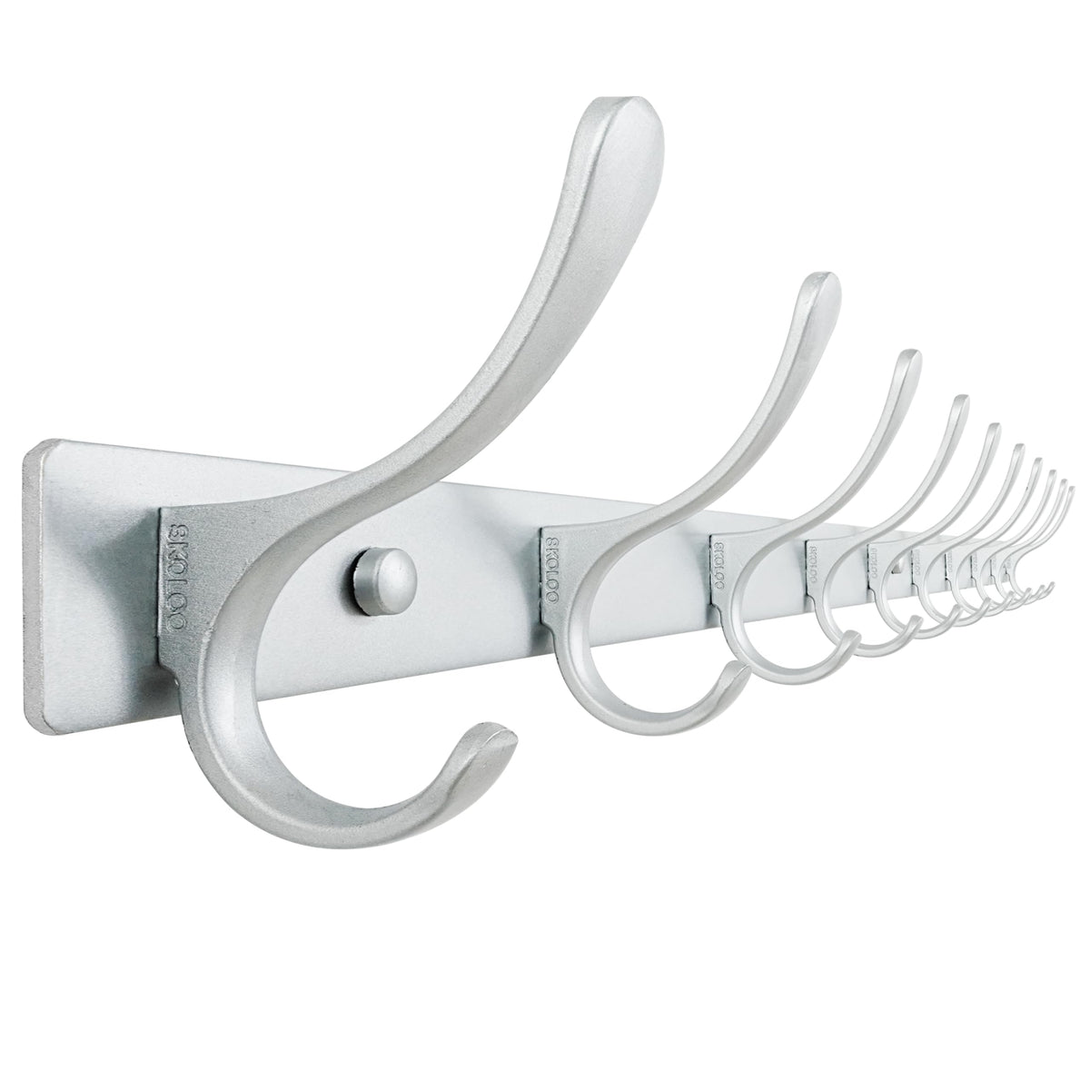 SKOLOO Coat Rack Wall Mounted - 6 Hooks, Heavy Duty, Stainless Steel, Metal Wall Hanger, Sturdy Coat Hooks for Hanging Coats, Jacket, Clothes, Hats - Black