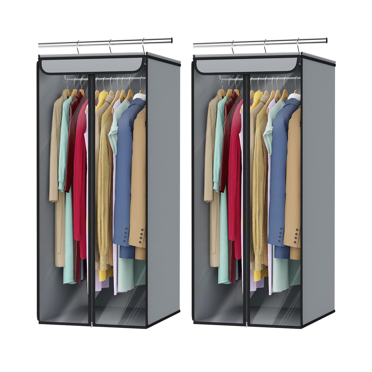 Univivi Garment Bags for Hanging Clothes, Cloth Bag 54 In, 2 PCS, Clear