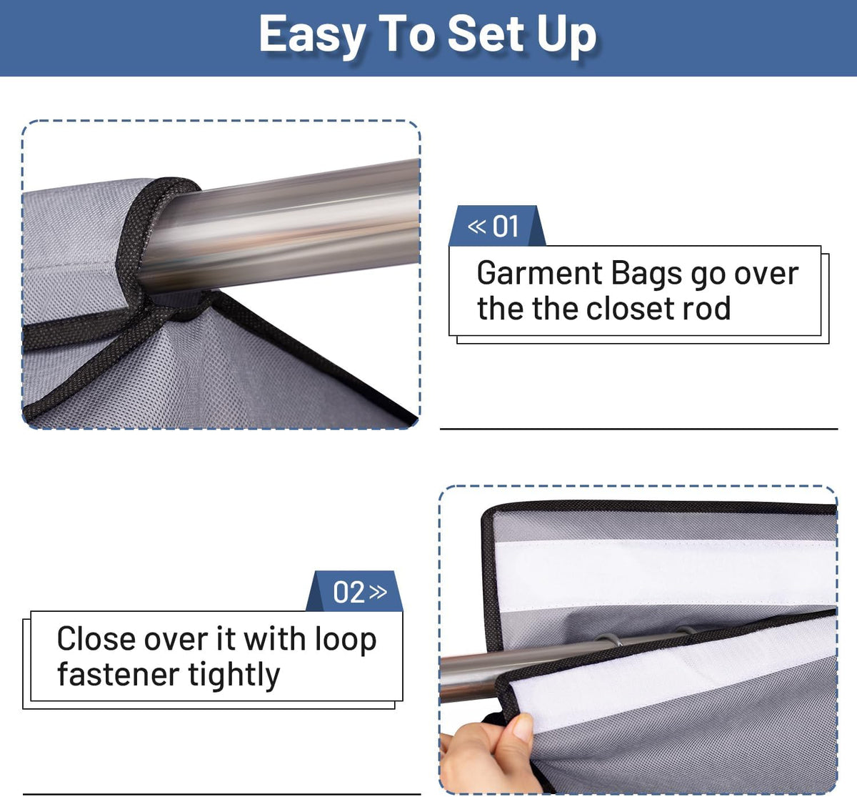 SLEEPING LAMB 35" Garment Bags for Hanging Clothes Storage, Sealed Completely Clothing Rack with Cover with Zipper Clear PVC Window Coat Cover for Closet, Sweaters, Suits protector, 2 Packs, Grey