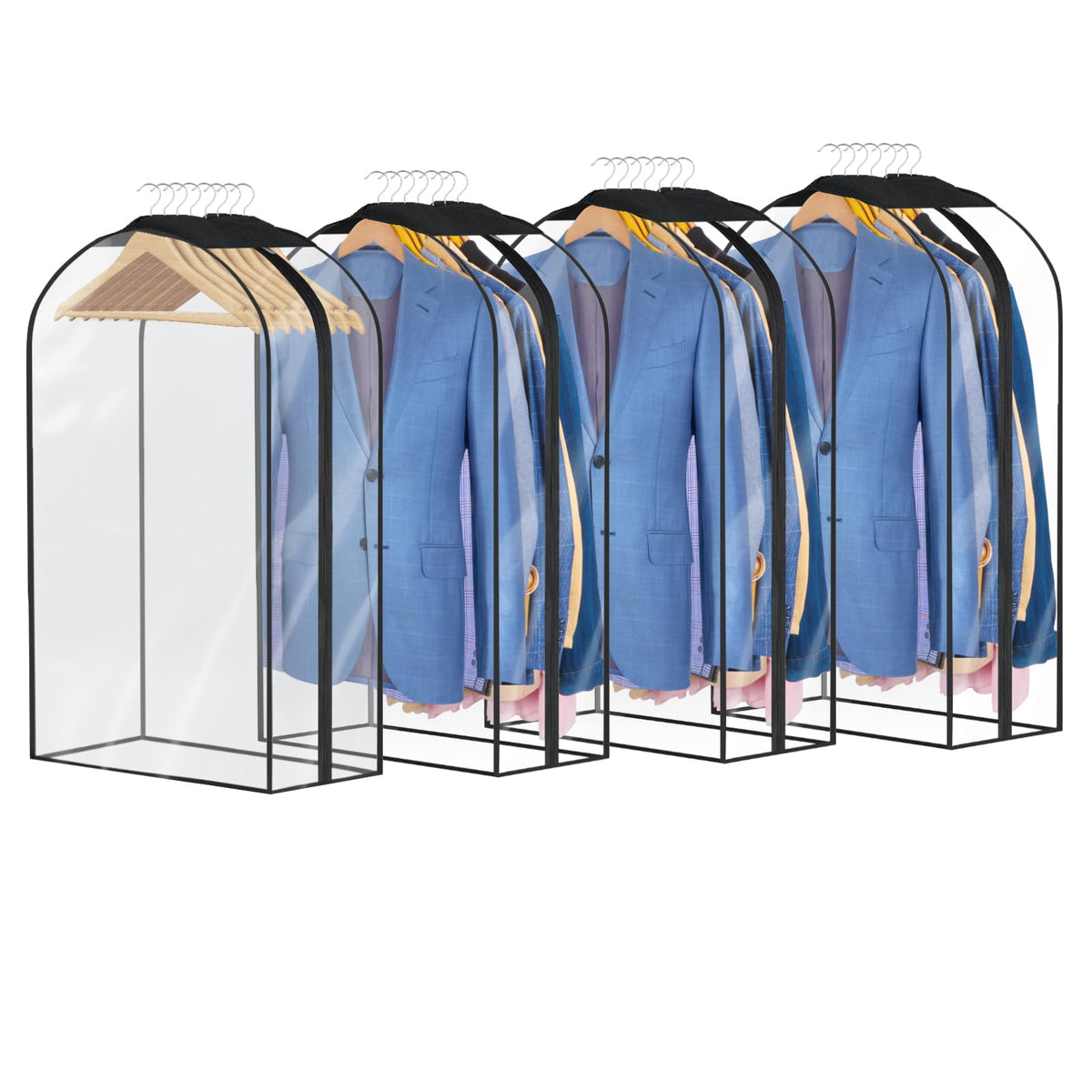Univivi Garment Bags for Hanging Clothes, Clear Dress Bag 60 In, 4 PCS