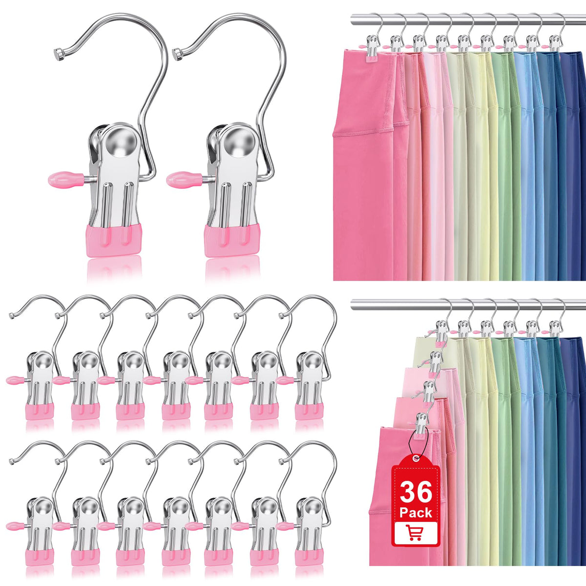 36 Pack Boot Hangers Clips for Closet, Heavy Duty Pants Hangers with Clips