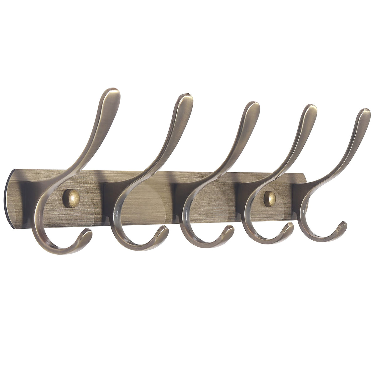 SKOLOO Coat Rack Wall Mount - Modern, Metal Wall Coat Rack with 5 Hooks, Pack of 2, Sturdy Wall Mounted Coat Hooks for Hanging Coat, Jacket, Clothes, Hat, Matte Black