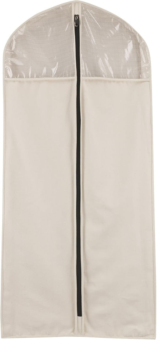 Household Essentials 3392-1 Cedarline Collection Hanging Garment Bag | Dress and Suit Protector | Natural Cotton Canvas,Off-White