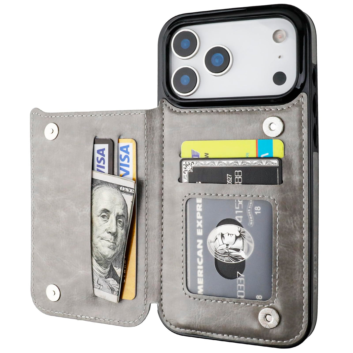 ONETOP for iPhone 18/17 Pro Max Wallet Case with Credit Card Holder,Black