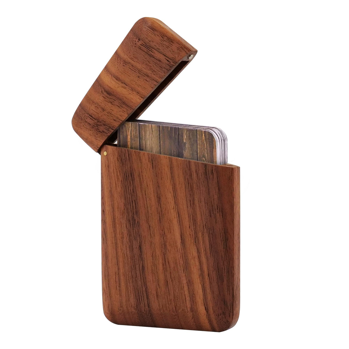 sunking Black Walnut Business Card Holder, Wooden Business Card Case for Men, Premium Executive Business Card Box for Office, Professional Card Holder for Work