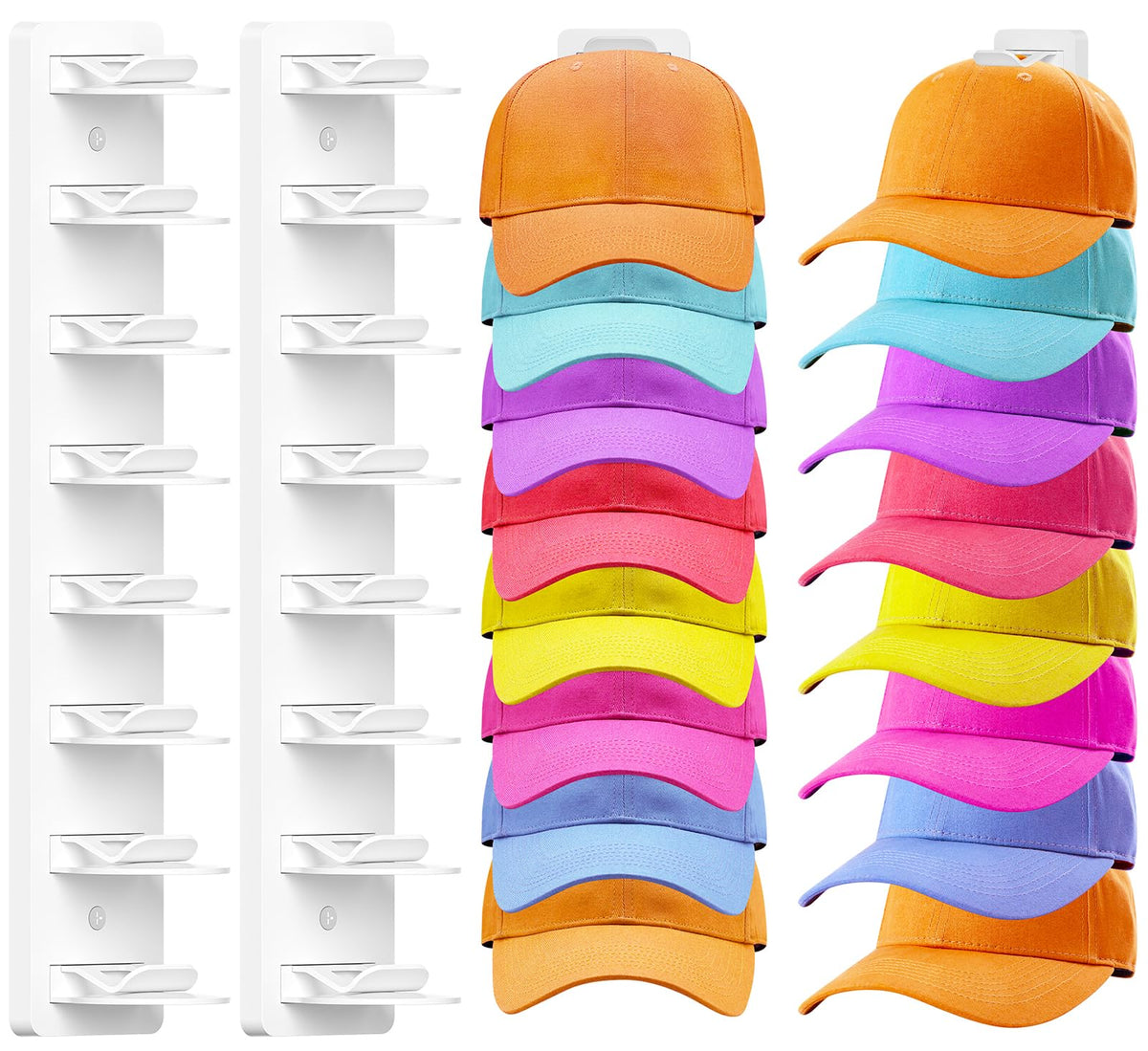 2 Pack Hat Organizer for Baseball Caps, Hat Rack Storage Hold 32 Cap Closet