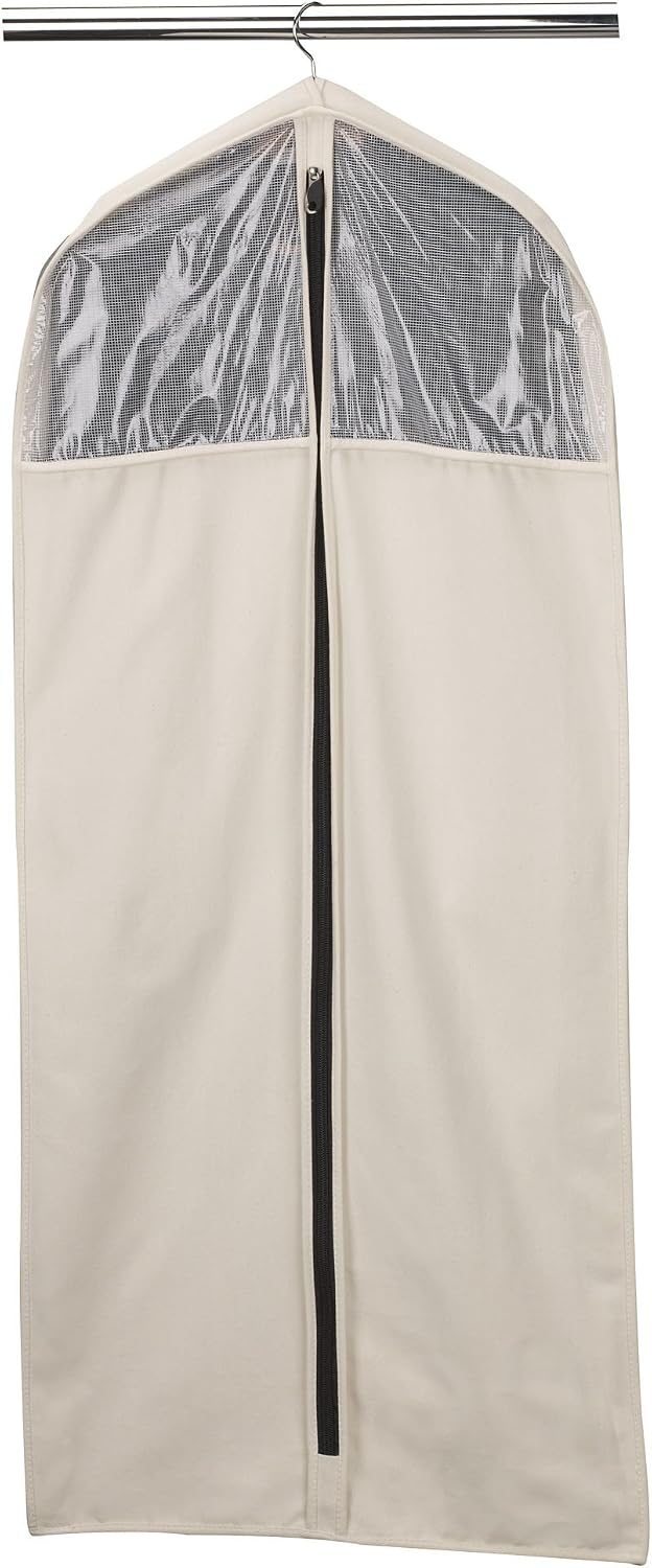 Household Essentials 3392-1 Cedarline Collection Hanging Garment Bag | Dress and Suit Protector | Natural Cotton Canvas,Off-White