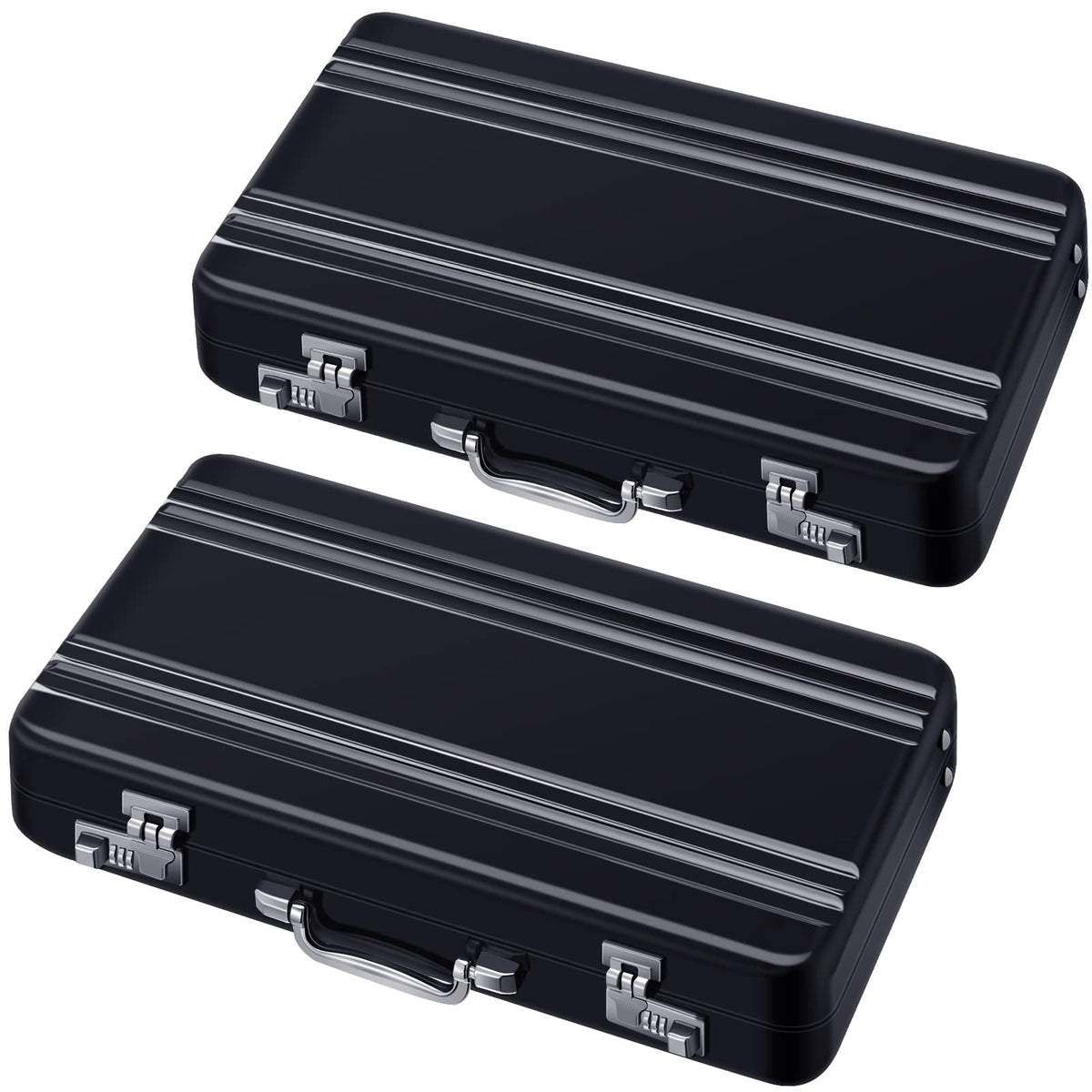 Oudain 2 Pcs Mini Briefcase Business Card Holder Case,Pink, Blue