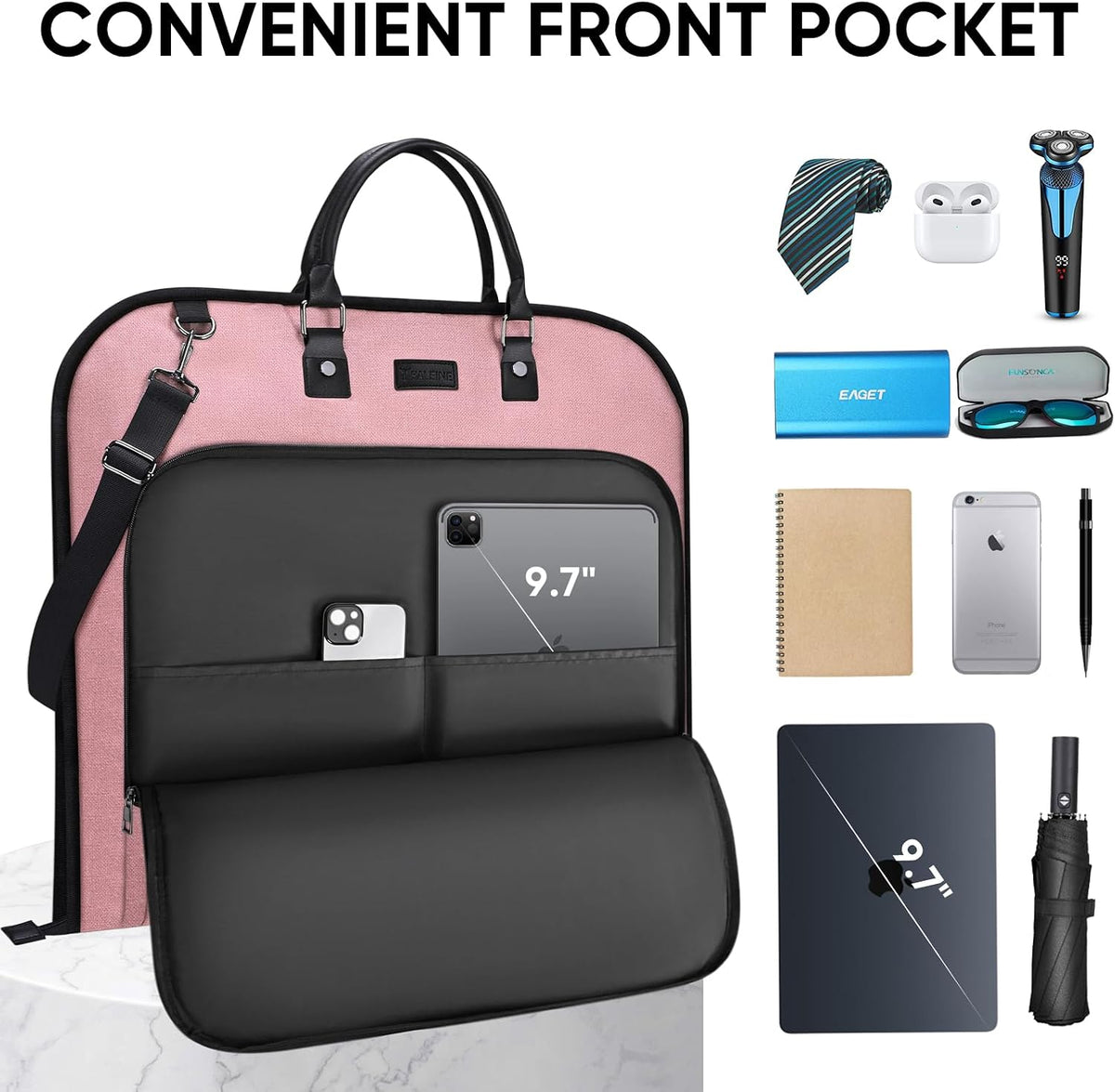 BALEINE Garment Bags for Travel, Water Resistant Carry on Suit Bag