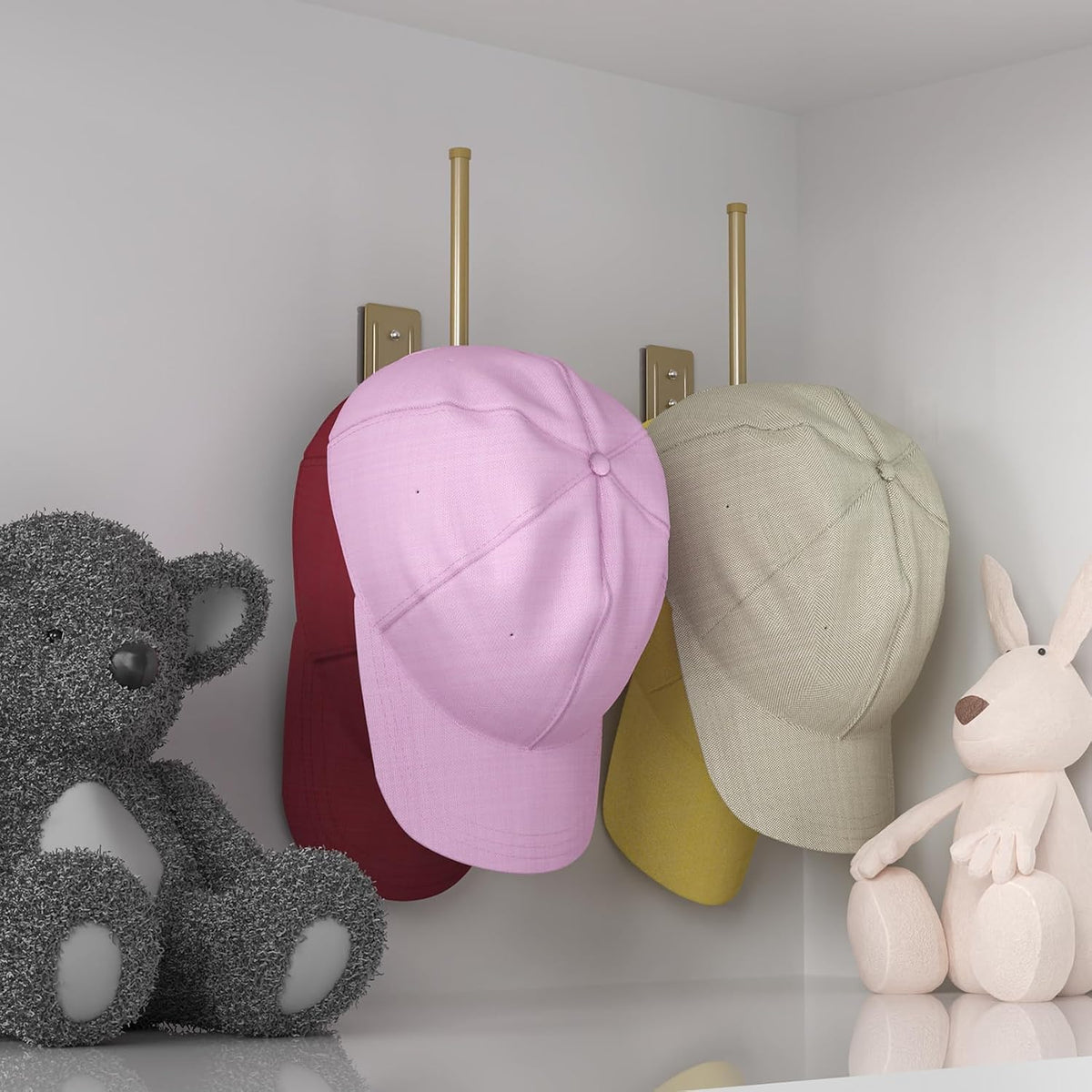 Durmmur Stainless Steel Hat Organizer, Hat Rack for Wall,Each Holds 15 Hats