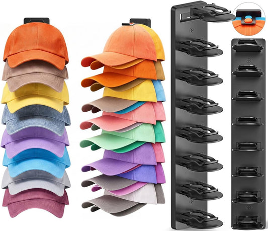 2 Pack Hat Organizer for Baseball Caps, Hat Rack Storage Hold 32 Cap Closet