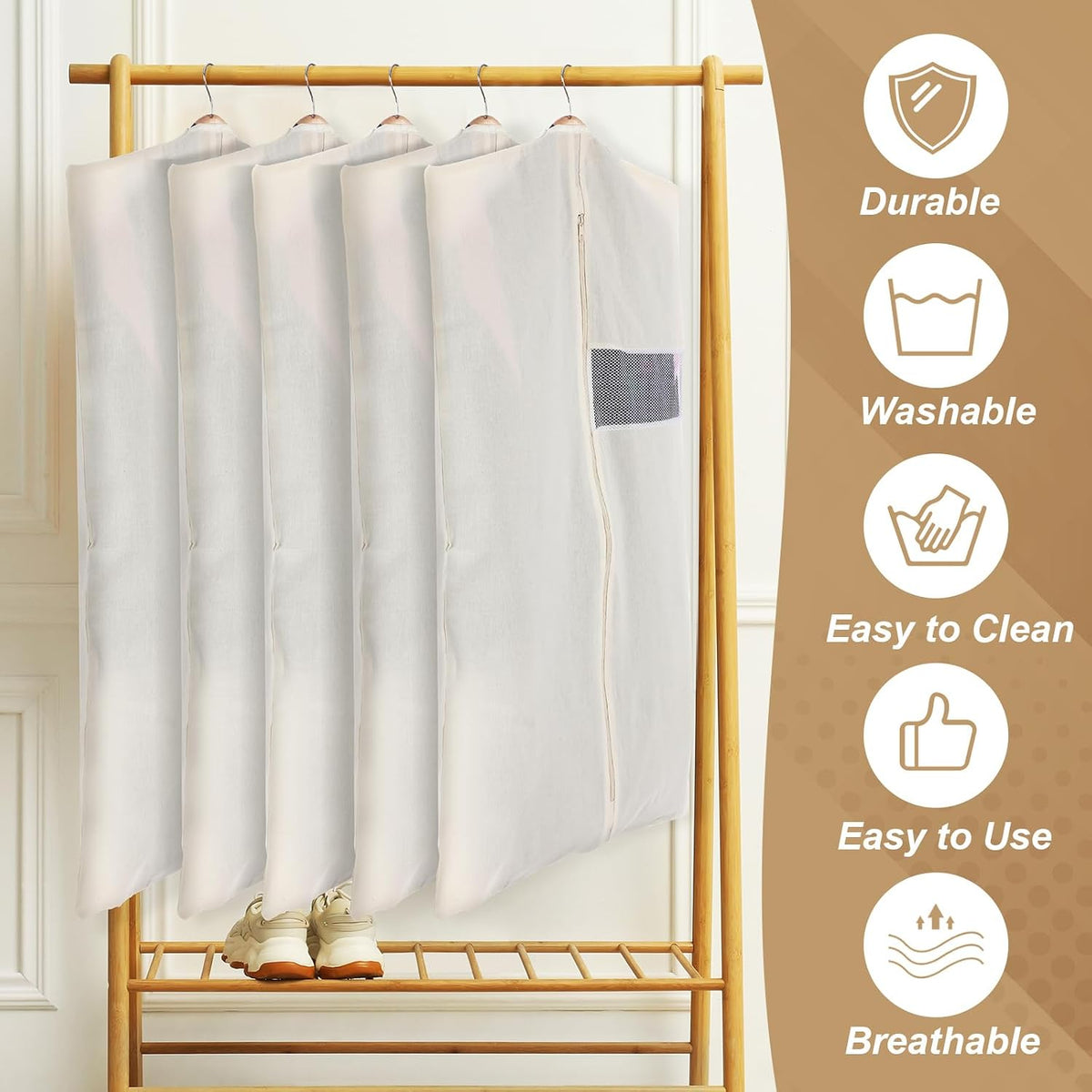 Aliceset 6 Pcs 40 Inches Cotton Garment Bags for Hanging Clothes