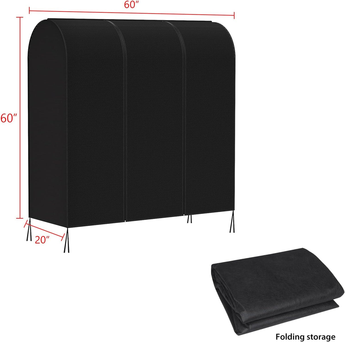 Zilink Garment Rack Cover Clothes Rack Cover Wardrobe Cover 60in, Black