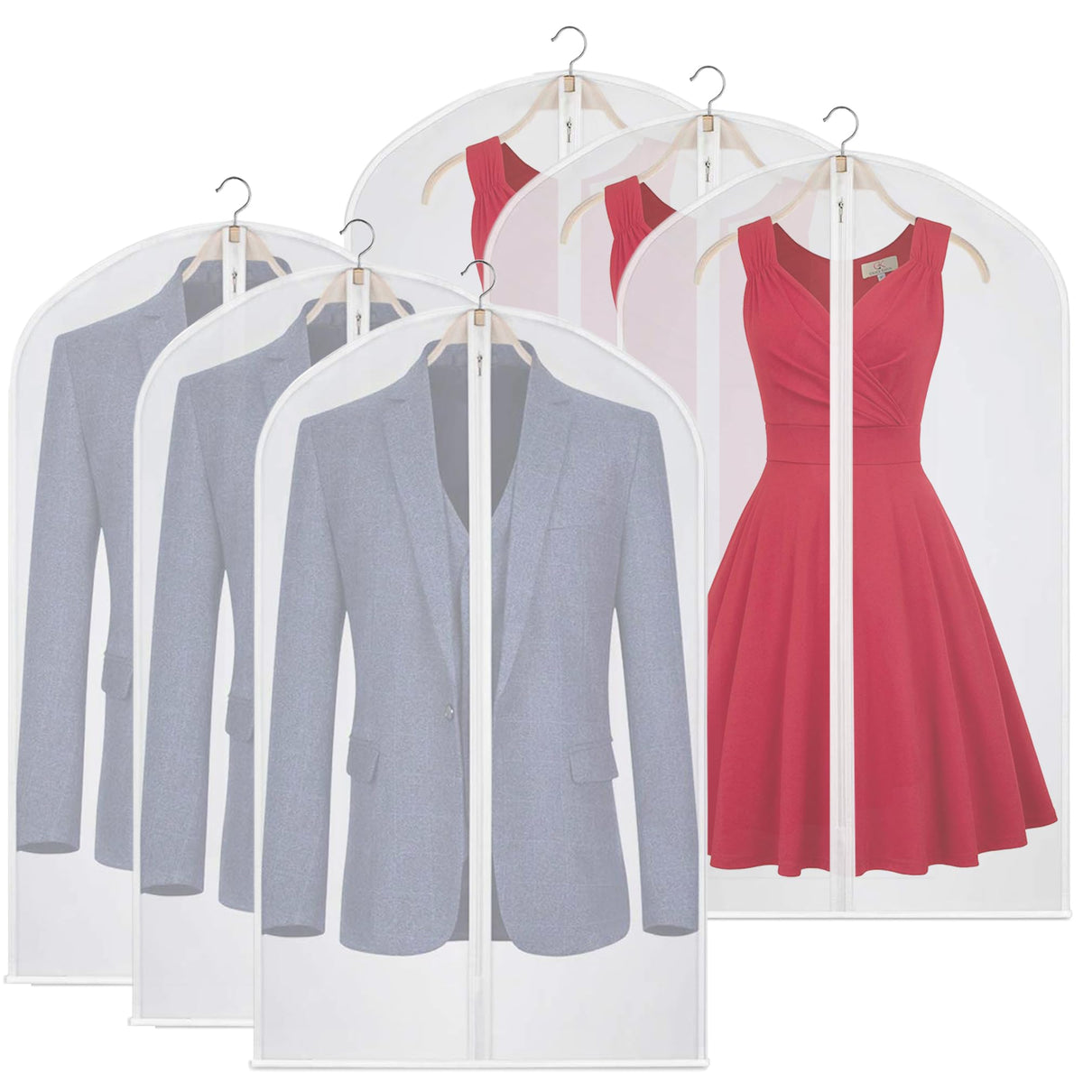 Wardrobe Hanging Clothes Storage Bag/Garment Bag/Peva Translucent Moisture Proof Protector With Magic Tape And Zipper