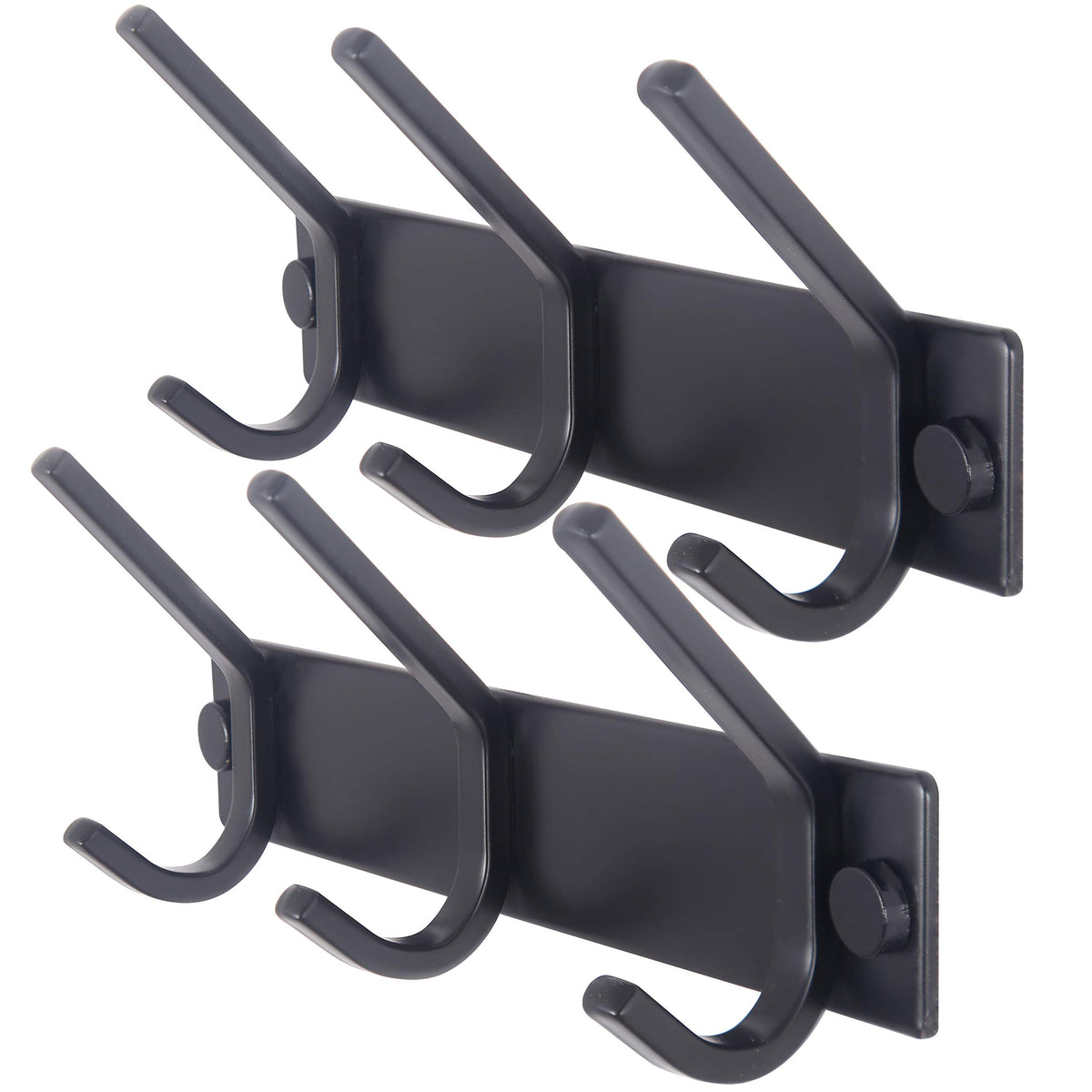 WEBI Coat Rack Wall Mounted,5 Coat Hooks for Hanging Coats,Heavy Duty Metal Double Hook Rack Hook Rail Coat Hanger Wall Mount for Clothes Entryway Jacket,Black,2 Packs