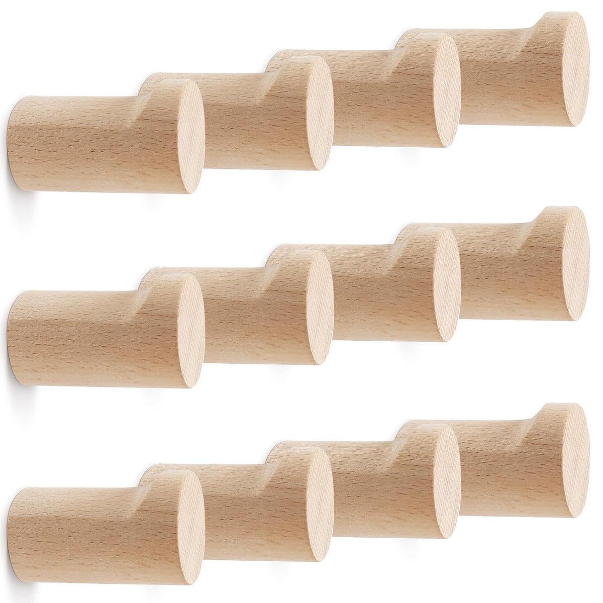bsdonte Wood Wall Hooks 6 Pack, Natural Wooden Coat Hooks Wall Mounted, Handmade Rustic Hat Hooks Heavy Duty Entryway Wall Hangers for Hanging Towels, Clothes, Bags (Black Walnut Wood)