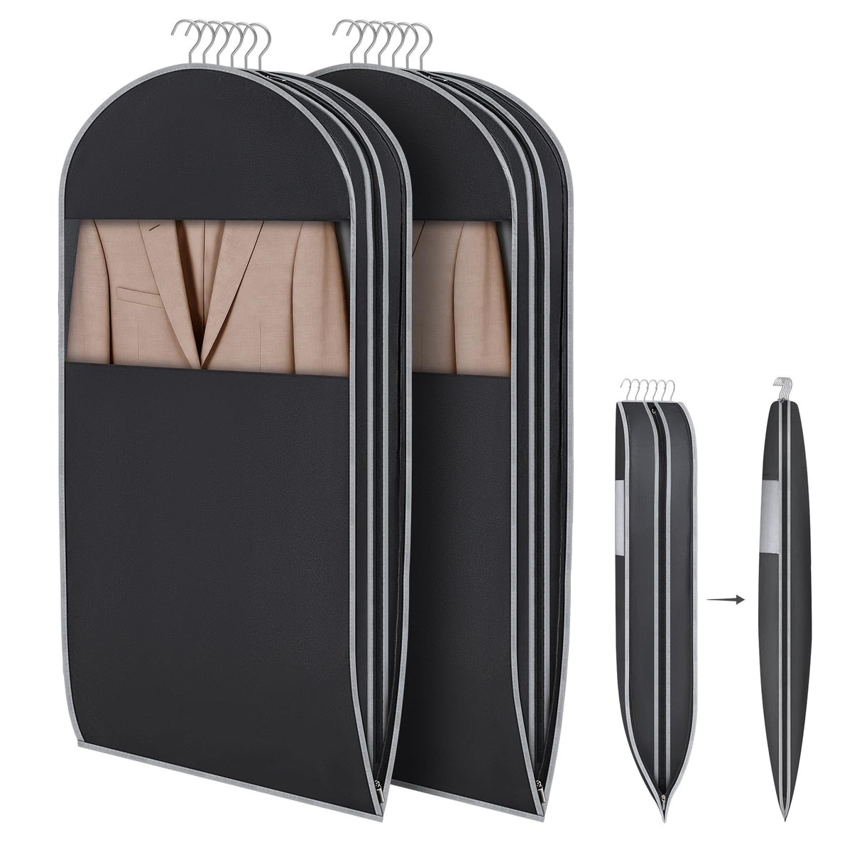 KEEGH Space Saving Hanging Garment Bag, Large Garment Bag 50 In, 3 PCS