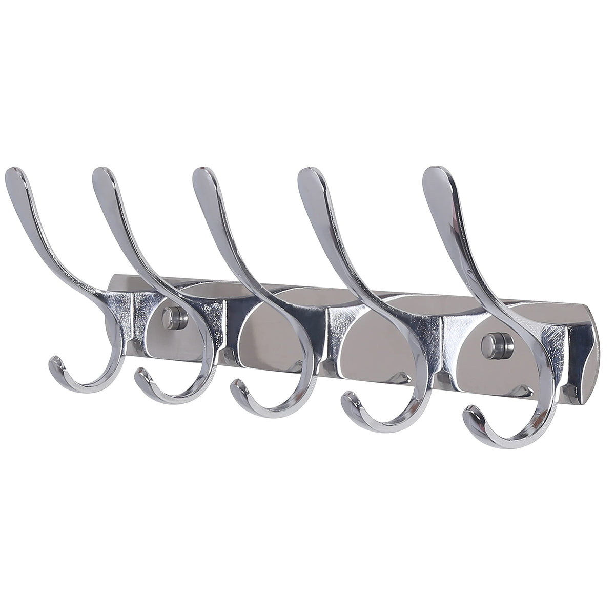 SKOLOO Coat Rack Wall Mount - Modern, Metal Wall Coat Rack with 5 Hooks, Pack of 2, Sturdy Wall Mounted Coat Hooks for Hanging Coat, Jacket, Clothes, Hat, Matte Black