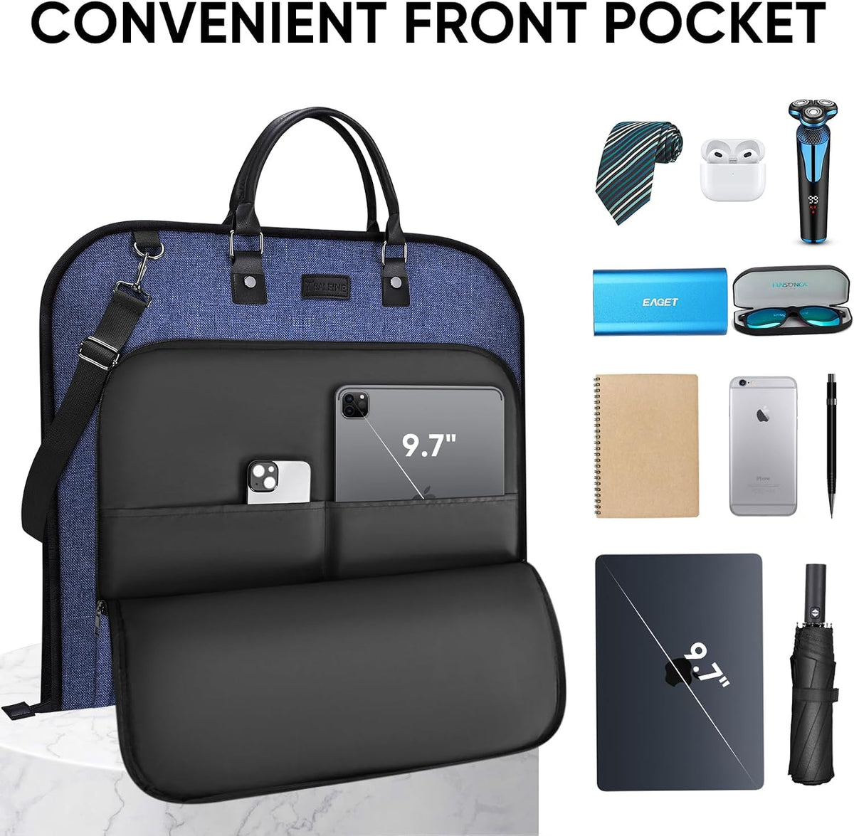BALEINE Garment Bags for Travel, Water Resistant Carry on Suit Bag