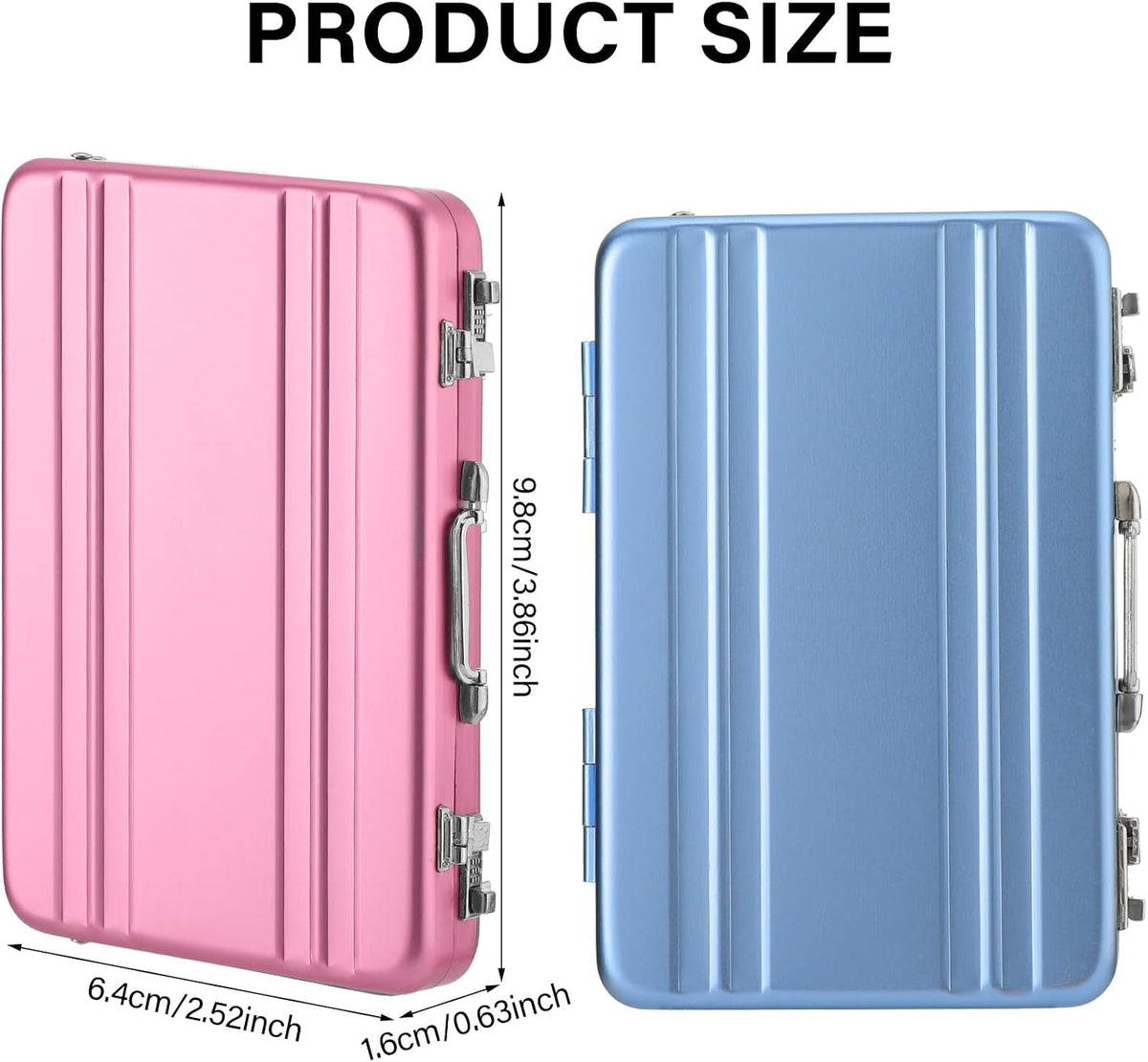 Oudain 2 Pcs Mini Briefcase Business Card Holder Case,Pink, Blue