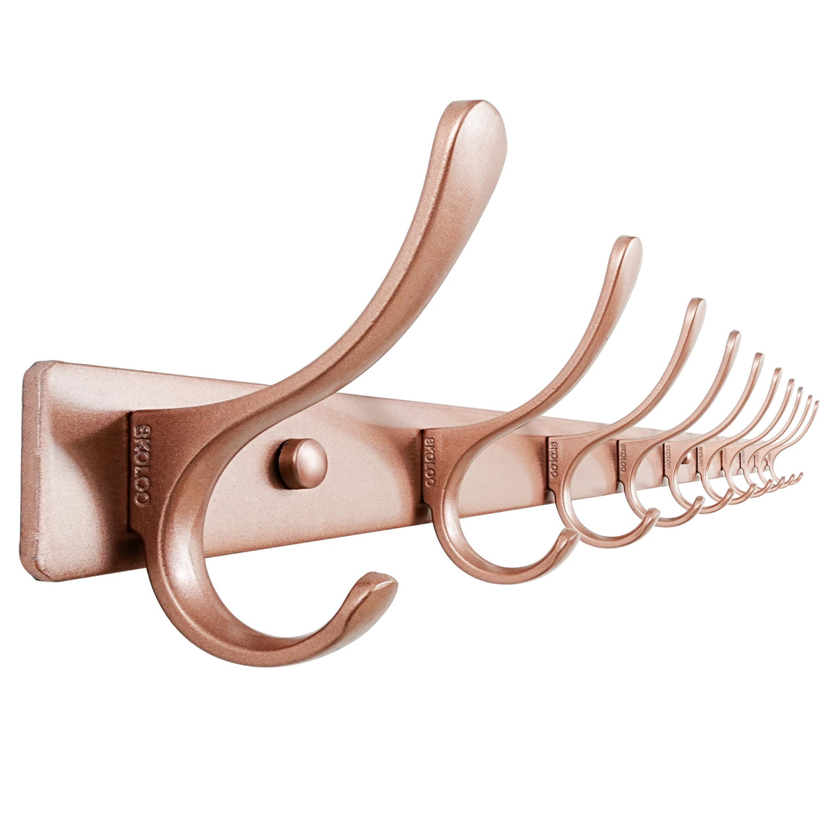 SKOLOO Coat Rack Wall Mounted - 6 Hooks, Heavy Duty, Stainless Steel, Metal Wall Hanger, Sturdy Coat Hooks for Hanging Coats, Jacket, Clothes, Hats - Black