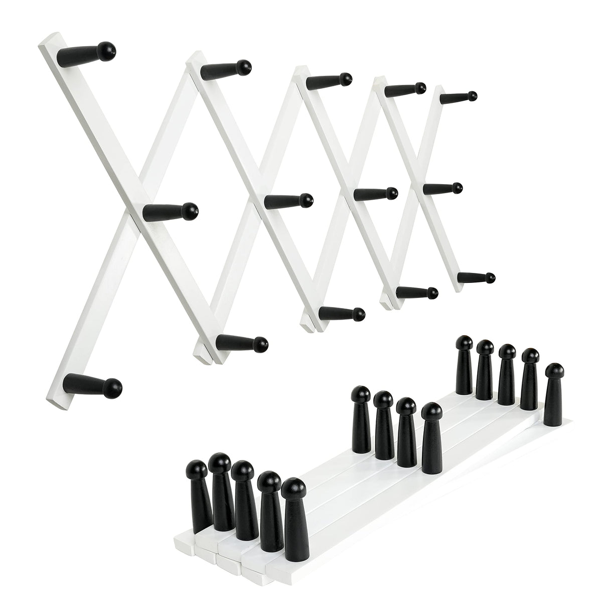 SKOLOO Hat Rack for Wall with 14 Hooks, Solid Wooden, Modern, Expandable Coat Rack Wall Mount for Coats, Hats, Bags, Baseball Caps, Walnut Color