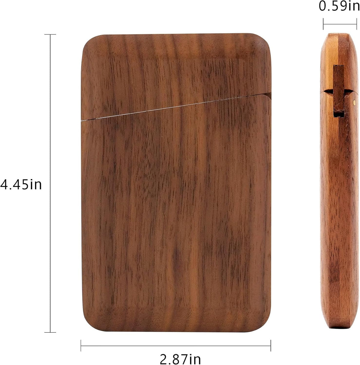 sunking Black Walnut Business Card Holder, Wooden Business Card Case for Men, Premium Executive Business Card Box for Office, Professional Card Holder for Work
