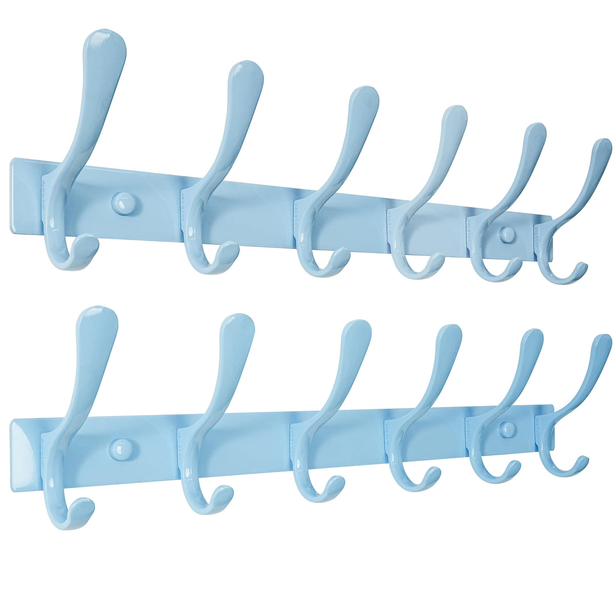 SKOLOO Coat Rack Wall Mounted - 6 Hooks, Heavy Duty, Stainless Steel, Metal Wall Hanger, Sturdy Coat Hooks for Hanging Coats, Jacket, Clothes, Hats - Black