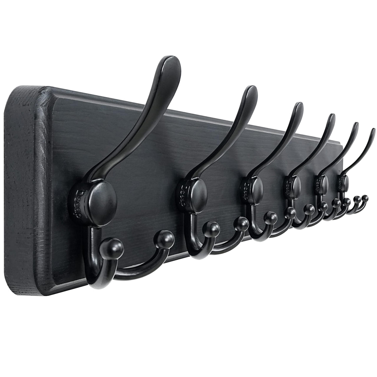 Dseap Coat Rack Wall - Heavy-Duty 38-1/4" Long, with Reinforced 10 Custom Tri-Hooks, Solid Wood Wall Hanger for Coats Hat Jackets - Rustic Farmhouse Entryway Hallway Storage, Black