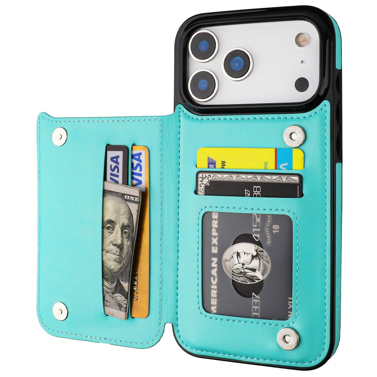 ONETOP for iPhone 18/17 Pro Max Wallet Case with Credit Card Holder,Black
