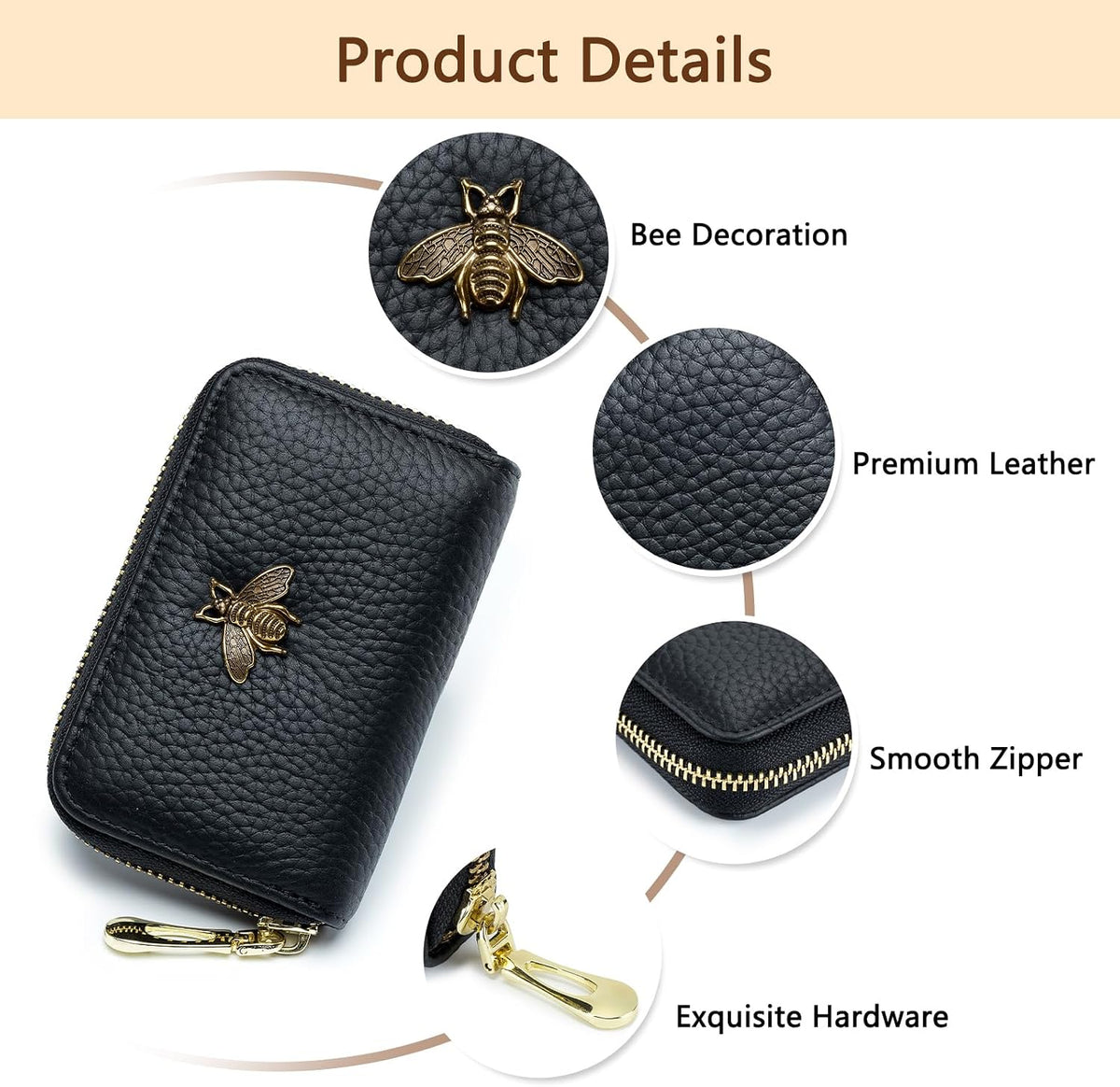 imeetu RFID Credit Card Holder, Small Card Wallet Women, Leather Card Case