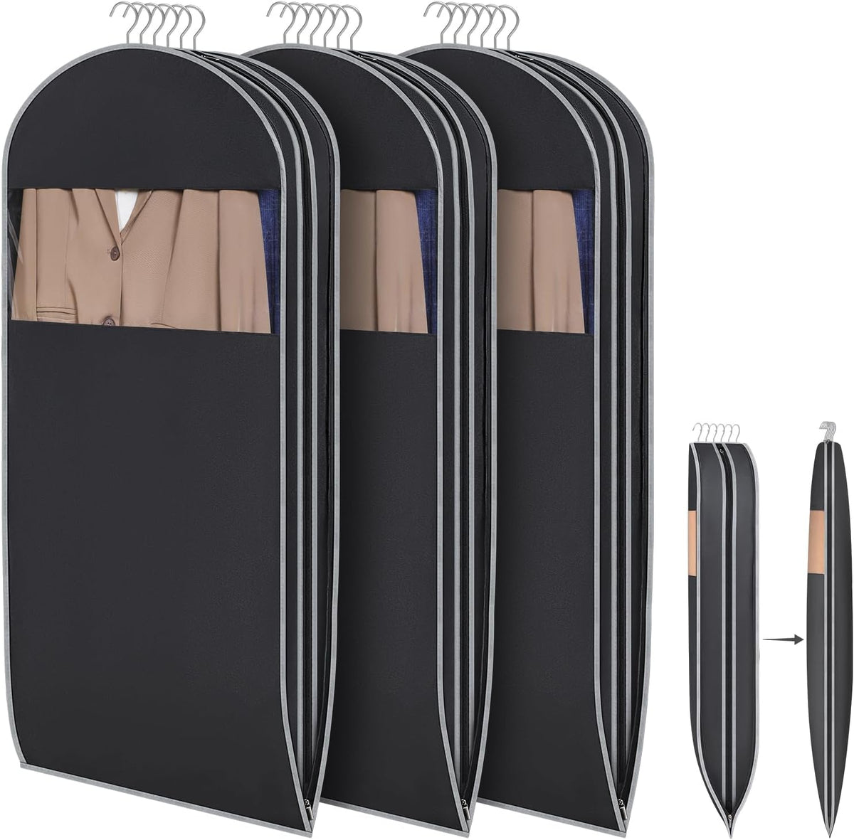 KEEGH Space Saving Hanging Garment Bag, Large Garment Bag 50 In, 3 PCS