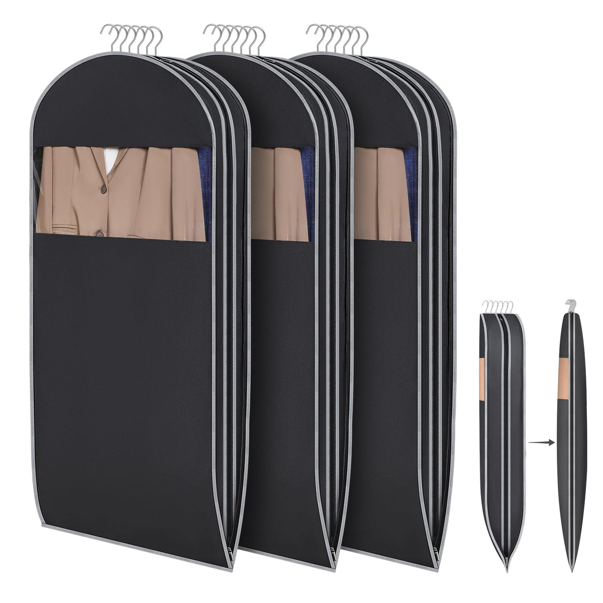 KEEGH Space Saving Hanging Garment Bag, Large Garment Bag 50 In, 3 PCS