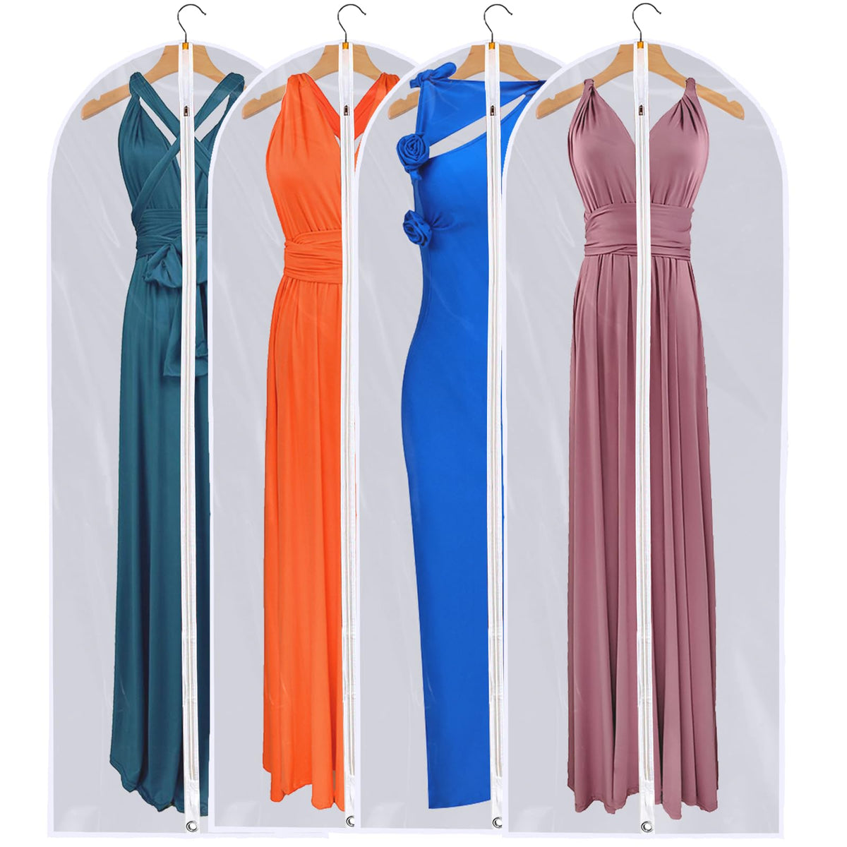 Clear Garment Bags For Hanging Clothes, 36" Women Suit Bags, Plastic Garment Bags for Closet Storage, Suit Cover Bags with Zipper for Short Coats, Jackets, Shirts 24"x36"/ 6 Pack