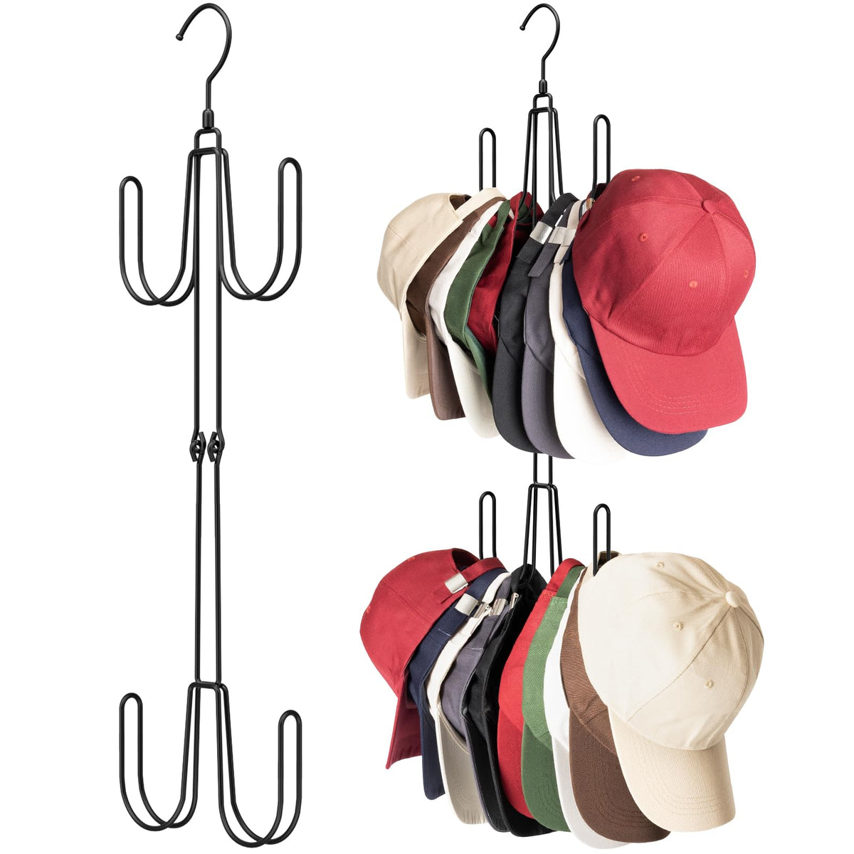 NANATI Hat Hangers for Closet, Stainless Steel Hat Organizer, Hat Racks for Baseball Caps, Cap Organizer for Baseball Caps, 1 Pack
