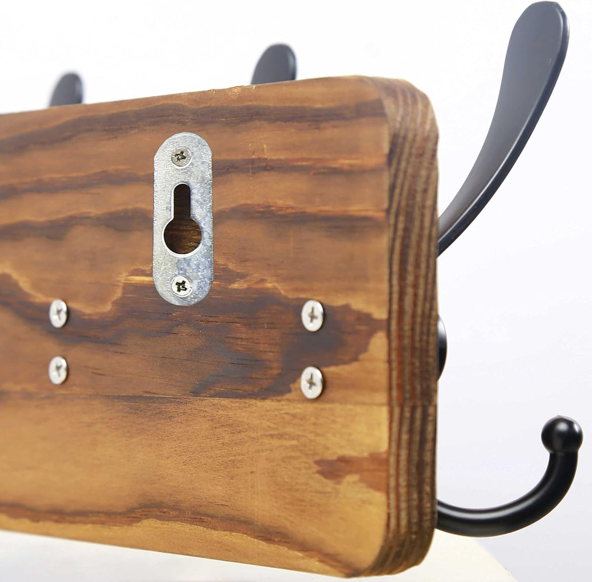 SKOLOO Rustic Coat Rack Wall Mount, 16" Stud Spacing, Solid Wood, Brown