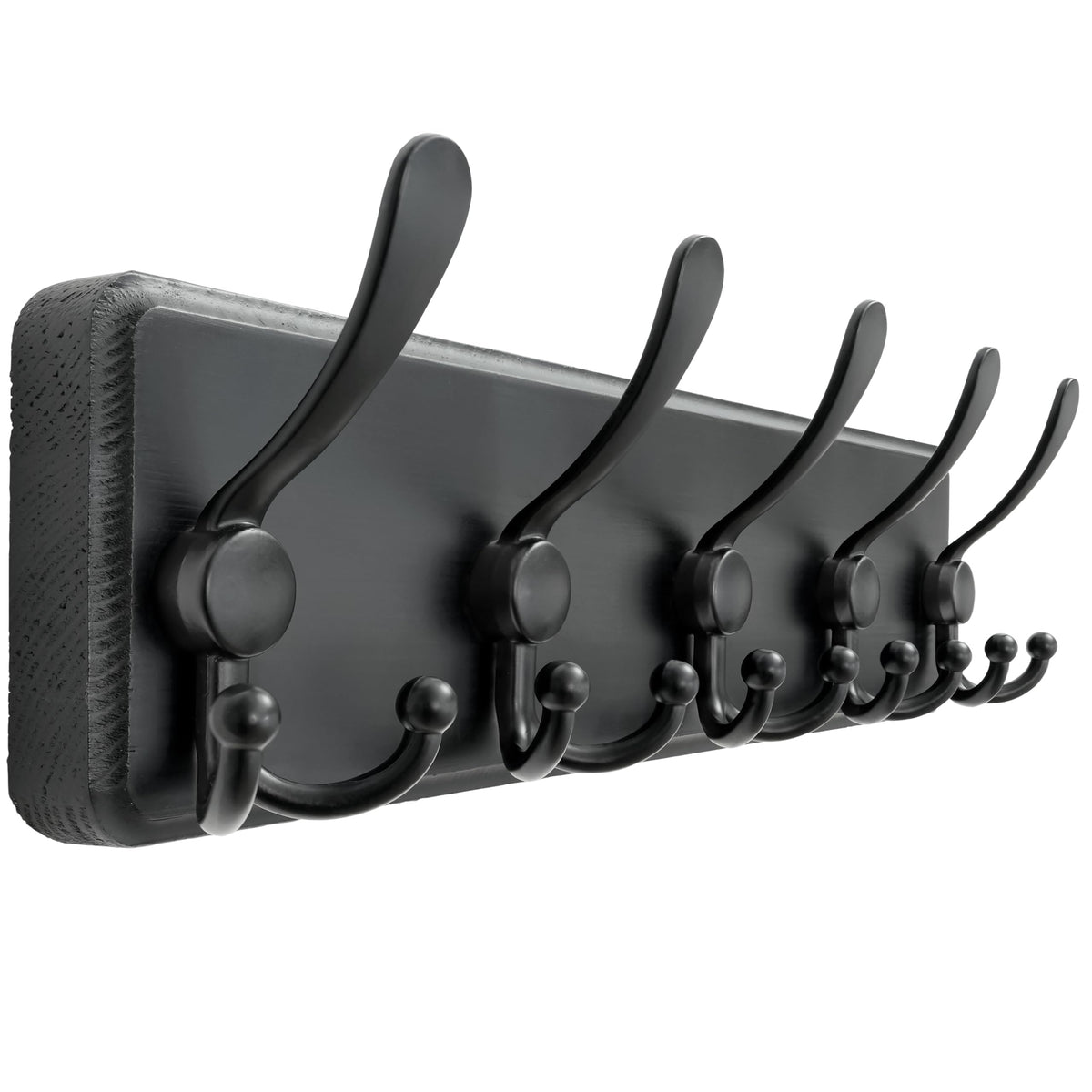 Dseap Coat Rack Wall - Heavy-Duty 38-1/4" Long, with Reinforced 10 Custom Tri-Hooks, Solid Wood Wall Hanger for Coats Hat Jackets - Rustic Farmhouse Entryway Hallway Storage, Black